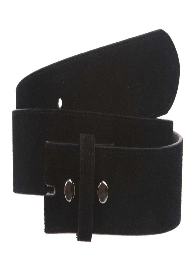 Beltiscool 1 1/2" Snap On Suede Leather Belt Strap, Black | 34 - Image 1